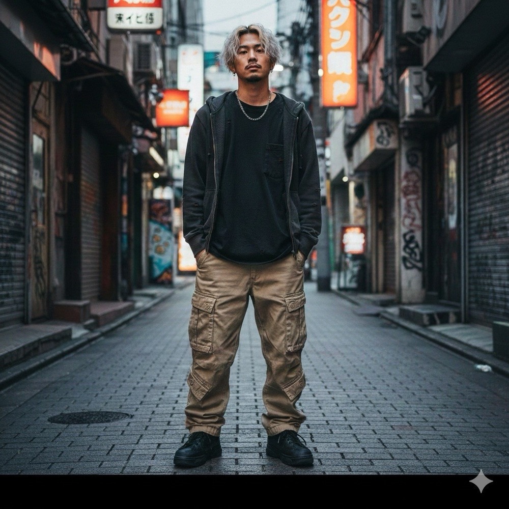 Matchstick Y2K‎ Grunge Japanese Fashion Baggy Relaxed Cargo Pockets Pants Men 29